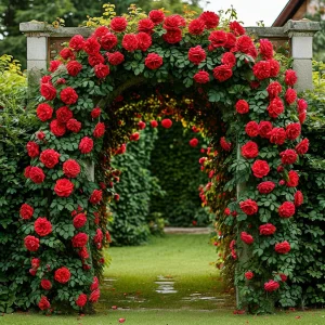 Роза плетистая Алый Триумф купить по цене от 319р. в интернет-магазине «Посадика» с доставкой почтой в в Красный Куте и по всей России – [изображение №1].